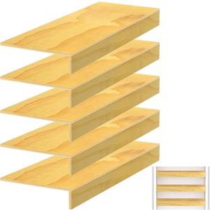 5Pcs Wooden Wire Rack Covers for Removable Closet Decoration, 33 x 16 Inch Wire Shelf Covers for Pantry, Office, Waterproof, Moisture-Resistant, Easy InstallWood Color