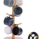 Mug Holder Tree, Upgraded 360 Rotated 8 Hooks Coffee Mug Holders for Counter, Bamboo Mug Rack Stand for Coffee Bar Accessories