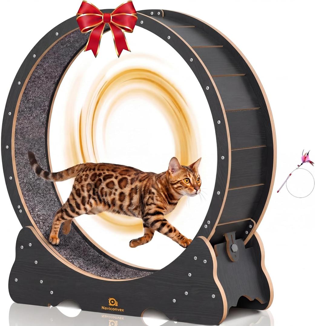 Cat Wheel, 53" XXL Large Exercise Running Wheels with Detachable Carpet for Indoor Cats