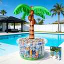Inflatable Palm Tree Cooler 60" Inflatable Pool Party Bar Inflatable Serving Bars Cooler Bar Ice Buffet Serving Trays Keep Food Drinks Salad Cool Party Decorations for BBQ Picnic Beach