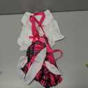 ShawGobow 5 Piece Cosplay Costumes For Women,Halloween Lingerie Outfits,Tie Crop Top & Plaid Skirt Set (Pink, S)