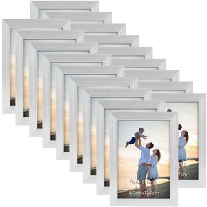 Hoikwo 18 Packs 3.5x5 Silver Multi Picture Frames Set for Family Photos, Artwork, Light weight Bulk 3.5 by 5 Frames Pack for Wall Hanging and Table, Stylish Picture Frames (3.5x5-18 pack)