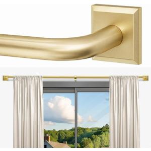 Gold Curtain Rods for Windows 28-48Inch Heavy Duty French Return Rod, Wrap Around Blackout Curtain Rods, Adjustable Room Darkening Drapery Rod for Bedroom, Living Room, Sliding Door & Outdoor Patio