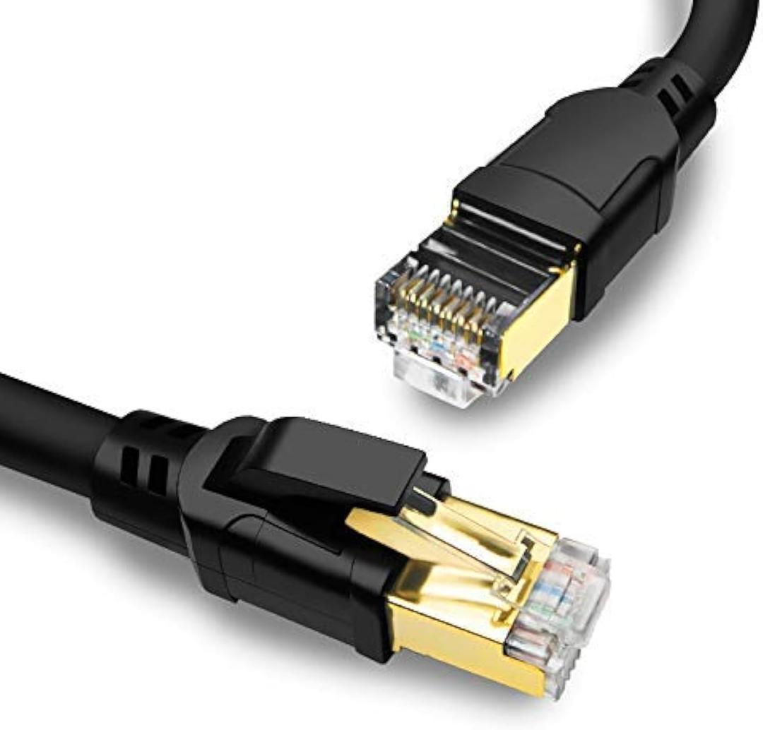 Yauhody CAT8 Ethernet Cable 10 ft, 2 Pack High Speed 40Gbps 2000MHz SFTP Internet Network LAN Wire Cables with Gold Plated RJ45 Connector for Router,Modem,PC,Switches,Hub,Laptop(10ft,Black,2PACK)
