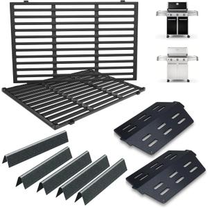 Grill Parts Kit for Weber Genesis 300 310 330 Grill Parts for Weber Genesis E330 E310 S310 S330 EP330 EP310 S320 E320 Grill Parts 7621 Flavorizer Bars 17.5", Genesis 7524 Grates, 7622 Heat Deflector (Black-No Burner)