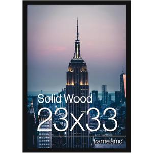 Frame Amo 23x33 Black Solid Wood Poster Frame, 1 inch Wide Border, Acrylic Face