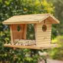 STARSWR Bluebird Feeder Outside,Mealworm Bird Feeder for Outdoors Squirrel Proof Hanging Birdhouse Feeder Wooden Bird House Feeder for CardinalFinch