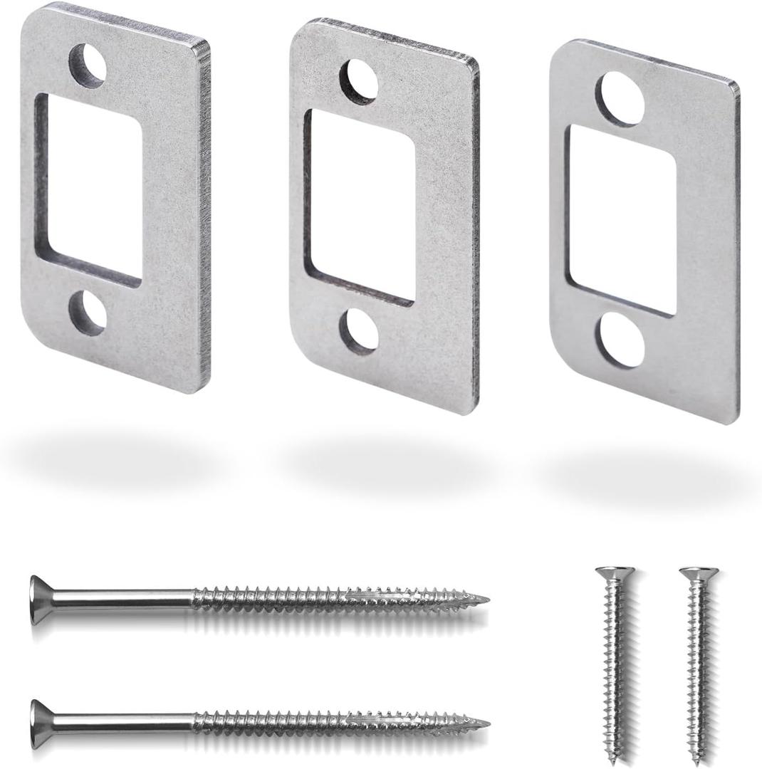 Door Strike Shim Plates, Standard Size Spacer, Stainless Steel, Set of 3 Different Thickness, Fix Door wont Stay Shut, Block the Access to Latch (Silver, 1 Pack)