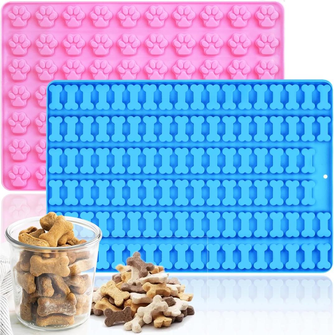 HKNMTT Mini Paw & Bone Silicone Candy Molds, Chocolate Mold Gummy Making Set Shaped Baking Tray, Non-Stick Food Grade for Gifts Cookies Dog Treats
