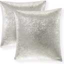 Xinrjojo 16 x16 Inch Grey Throw Pillow Covers, Decorative Cushion Cases, Square Silver Throw Pillow Case for Home Sofa Couch Chair Back Seat Bedroom Car, Gift, Set of 2 (Silver-Light Gray)