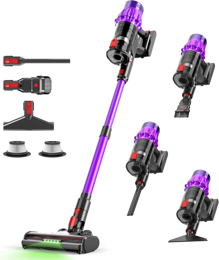 Cordless Vacuum Cleaner, 600W 50Kpa 70Mins, Handheld Cordless Vacuum, All Floors/Sofas/Pet Hair (Purple)