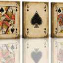 Game Room Decor Poker Ace of Spades Cool Canvas Wall Art for Man Cave Decor Fire Poker Bar Wall Pictures Vintage Game Room Accessories and Decor Masculine Wall Decor 3 Pieces Canvas Art Set Framed (Brown)