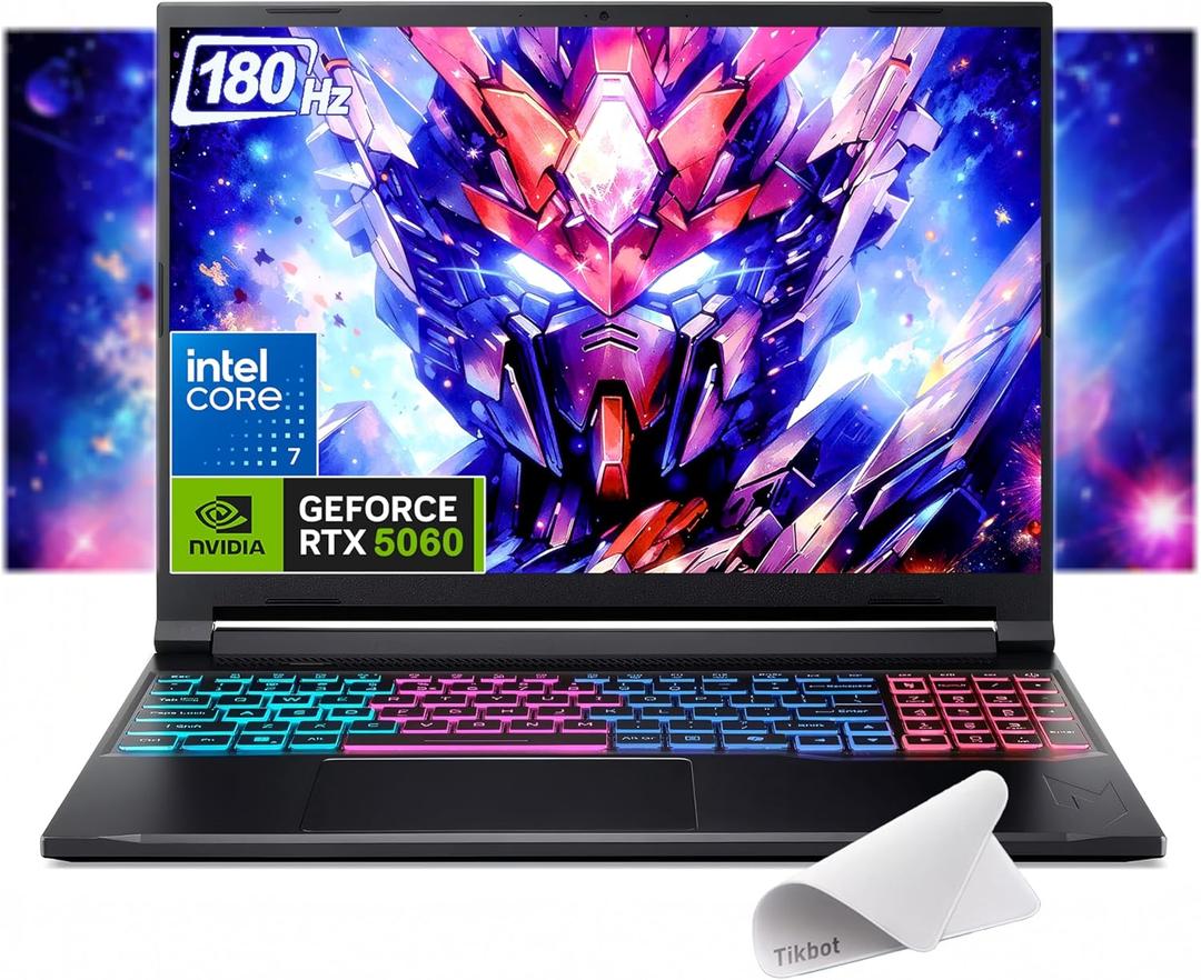 acer Nitro V 16S 16” WUXGA IPS 180Hz Gaming Laptop, Intel Core 7 Processor 240H, NVIDIA GeForce RTX 5060 with 8GB GDDR7 VRAM, w/Mouse pad (16GB RAM | 1TB PCIe SSD, Win11 Home)