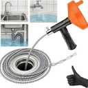 33 Feet Drain Snake Auger, Plumbing Snake Drain Hair Clog Removal Tool, Sink Unclogger Drain, Heavy Duty Toilet Snake Auger, Cleaner Tool for Bathroom Kitchen Tub Shower Drain Clog Remover with Gloves