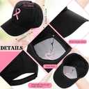 Handepo 20 Pcs Breast Cancer Awareness Baseball Cap with Ribbon Print Adjustable Hat with Hook and Loop for Women Men (as pictures show, Black)
