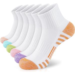 Airacker Athletic Quarter Socks with Cushion Running Ankle Socks for Men Women 6 Pairs (12-14, Mixedcolor)