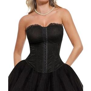 Popilush Corset Tops for Women Shapewear Sculpting Lace Top Detachable Strap Bustier with Buckle Festival Outfits Summer Splash, XL