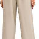 GRACE KARIN Women's Wide Leg Casual Pants Summer Lightweight Drawstring Elastic Waist Lounge Beach Palazzo with Pockets (Large, Apricot)