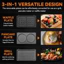 Baker’s Friend 3 in 1 Mini Waffle Maker with Removable Plates, Mini Pancake Maker, Grilled Cheese Maker, Breakfast Sandwich Maker Press, Indoor Grill, Belgian Waffle Maker, Aqua