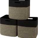 OIAHOMY 13 Kallax Inch Cube Storage Bins, 3-Pack Cotton Rope Woven Baskets for Organizing, Kallax Insert Storage Baskets for Shelves, Baby Nursery, Closet Organizer, 13*13*12.6IN, Black & Mixed Brown