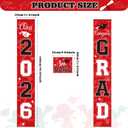 Moukeren 3 Pieces 2026 Graduation Party Decorations Graduation Porch Sign Class of 2026 Grad Hanging Porch Banner Backdrop Door Sign for Grad Party Home Door Wall Decor(Red and Black)