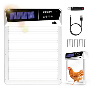 Automatic Chicken Coop Door, Solar Powered/USB Rechargeable, 5000mAh Battery, Anti Pinch & Extrem Wether Electric Aluminum Auto Run Chicken Door, Light Sensor/Timer/Smart/100ft Remote Control, Grey