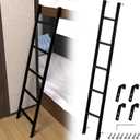 RV Bunk Bed Ladder 45"/50"/55"/60"/66"/72'', Heavy Duty Travel Trailer Bed Ladders with 4 Hook and Foot Caps, Metal Twin Bed Step Ladder for Home Dorm Appartments, Load 330 LBS (60inch / 152cm, Black)