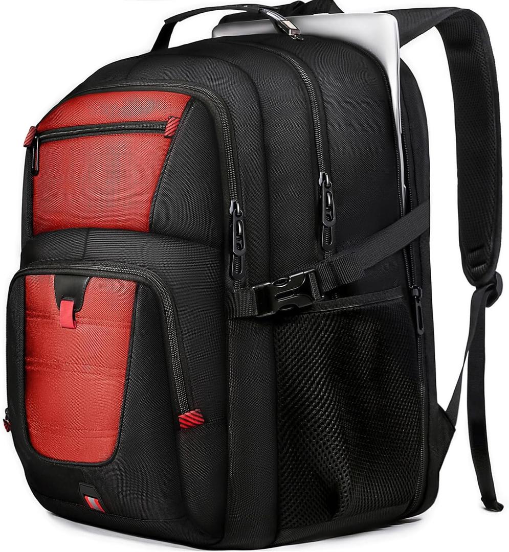 Z-MGKISS 18.4 Large Travel Backpack, USB Computer Bagpack Fits 18.4 Inch Laptop, Business Backpack for Men, TSA Flight Approved, Laptop Backpacks, Red