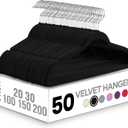 Utopia Home Velvet Hangers 50 Pack - Non-Slip Clothes Hanger Black with 360 Degree Rotatable Hook - Heavy Duty Coat Hanger - Pants Hangers