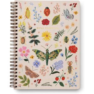 RIFLE PAPER CO. Spiral Notebook | 150 Ruled Pages, Inner Storage Pocket Folders, Double-Spiral Binding, Metallic Gold Foil Accents (8.25" L x 6.25" W), Curio