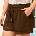 Eytino Women's Plus Size Shorts Elastic High Waist Casual Drawstring Shorts Lightweight with Pockets(1X-5X) (XXL)