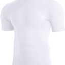 Men's Compression Shirt Short Sleeve Athletic Football Undershirts Quick Dry Base Layer T-Shirt Workout Gym Running, White, Medium
