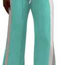 PINSV Women's Wide Leg Sweatpants Baggy Lounge Pants Active Joggers Striped Track Pants