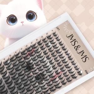 Cat Eye Lash Extension JMS&JMS Lash Clusters 117Pcs C Curl Cat Wispy Natural Lashes Clusters for DIY at Home (Cat-8-18Mix)
