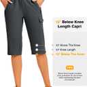 TBMPOY Womens 15" Long Hiking Shorts Below Knee Length Cargo Capri Bermuda Water Resistant Lightweight Stretch 3 Pockets (Black)