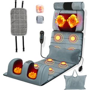 Full Body Massage Mat - 9 Massage Modes Electric Heating Vibration Massage Pad, Neck Foot Back Massage Detachable Massage Pillow, Anti-Slip Bottom Foot Massagers (76.38" x 20.47")