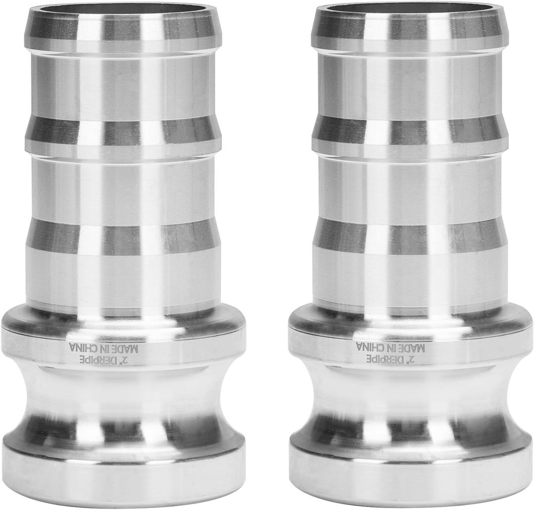 Aluminum PartE Camlock Fitting - 2" Male Cam lock x 2" Hose Shank Type E Cam Groove Hose Quick Disconnects Adapter (pack of 2)