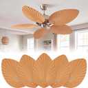 Sintuff 5 Pcs 20 Inch Ceiling Fan Blades Replacement for 52 Inch Ceiling Fans, Palm Leaf Shaped Waterproof Replacement Blades for Broken Substitution Indoor Outdoor Tropical Summer Patio (Brown)