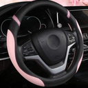 Cxtiy Steering Wheel Cover for Women Leather Universal Steering Wheel Covers for Car 15 inch (Pink)