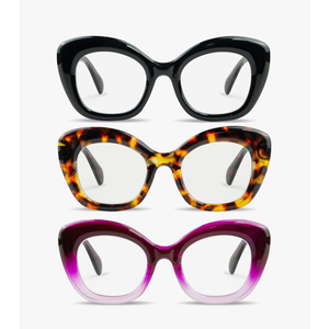 Chiccool Cat Eye Reading Glasses 3 Pack Oprah Style Oversized Fashion Computer Readers for Women with Spring Hinge +2.75