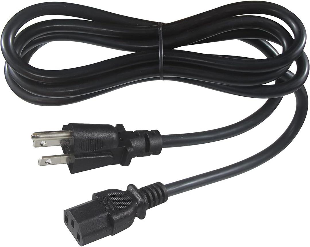 KUNCAN 6Ft Computer Power Cord - Universal PC Power Supply Cord, Standard NEMA 5-15P to IEC C13, SVT 18AWG/3C, 125V 10A, 3 Prong Monitor AC Power Cable for Electronics, TV, Printer, Projector, Radio