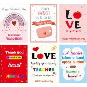 Valentine's Day Cards for Teachers Happy Valentine Teacher Appreciation Cards Holiday Thank You Notes 12Pcs