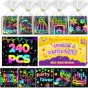 FUNNYB&G 240 PCS Rainbow Scratch Paper Art Kit for Kids, Birthday Party Favors Goodie Bags Stuffers for Kids, Bulk Classroom Gifts Scratch Mini Notes for Girls Boys Ages 4-12