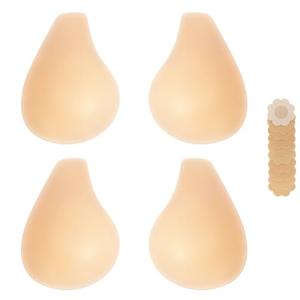Bontierie 2025 Added Lift Seamless Nipple Covers Ultra-Thin Push up Sticky Pasties Women Adhesive Bras-2 Pairs Beige Size M