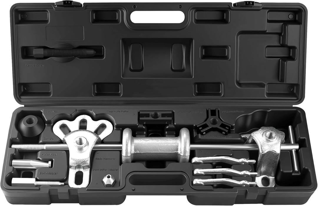 9-Way Slide Hammer Puller Set, Front Wheel Hub Bearing Remover & Rear Wheel Axle Hub Dent Shaft Puller Tool Kit Wheel Bearing Removal Tool(Black)