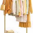 Clothes Rack - Clothing Rack with Storage Mesh Shelf & Casters, Heavy-Duty Metal Clothing Rack for Hanging Clothes, Dresses, Coats, Large Load Capacity, Easy Assembly, Gold, 28.0"x16.9"x59.0"
