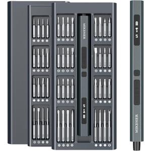 3.7V Mini Electric Screwdriver, Precision Screwdriver Set, Cordless Electric Screwdriver Kit with Digital Display, 5 Torque Levels, 64 Magnetic Bits, Compact Repair Tool Kit for Electronics