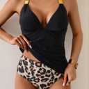 B2prity Halter Tankini Swimsuit for Women Tummy Control Two Piece Bathing Suit V Neck Swimwear with Shorts (XL)