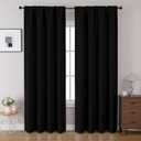 CUCRAF Blackout Curtains 84 inches Long 2 Panels Set for Bedroom, Black Rod Pocket Room Darkening Curtain for Living Room, Thermal Insulated Window Drapes (W 52 x L 84 Inch)