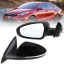 Left Driver Side Door Mirror Compatible With 2019 2020 2021 2022 2023 2024 2025 Kia Forte With Power Glass Manual Folding Heated Turn Signal Blind Spot Black Replace#87610M7070(8 Pins) (8Pins)